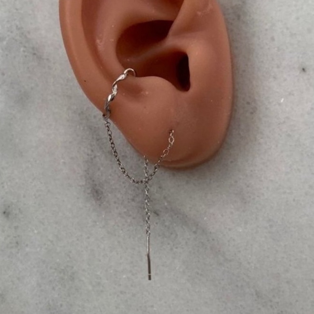 COPY - Sterling Silver Threaded Cuff Earrings Brand New